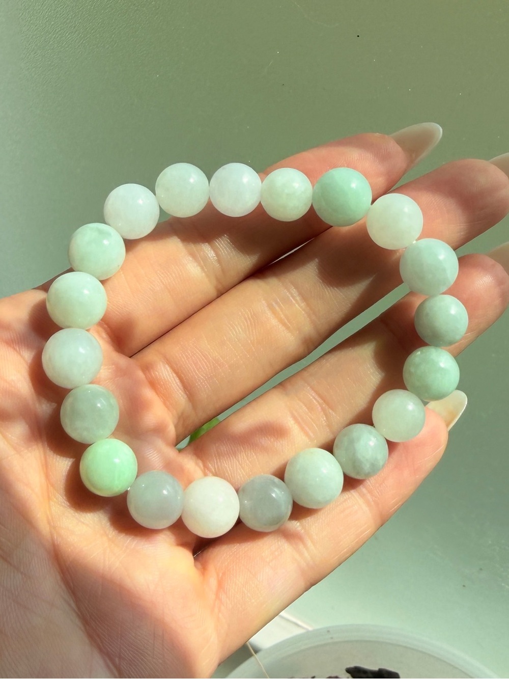 Natural Green Jade Beaded Stretch Bracelet
